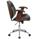 Mid-Back Black Leather Executive Wood Office Chair