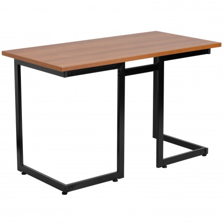 Cherry Computer Desk with Black Frame