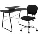 Black Computer Desk with Monitor Platform and Mesh Chair