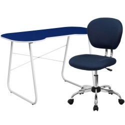 Navy Computer Desk and Mesh Chair