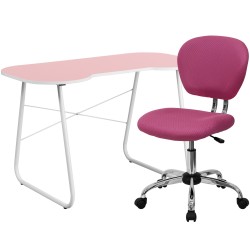 Pink Computer Desk and Mesh Chair