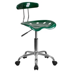 Vibrant Green and Chrome Computer Task Chair with Tractor Seat