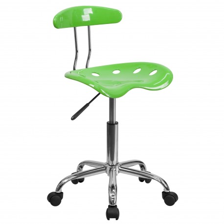 Vibrant Apple Green and Chrome Computer Task Chair with Tractor Seat