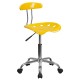 Vibrant Orange-Yellow and Chrome Computer Task Chair with Tractor Seat