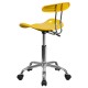 Vibrant Orange-Yellow and Chrome Computer Task Chair with Tractor Seat