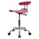 Vibrant Pink and Chrome Computer Task Chair with Tractor Seat