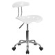 Vibrant White and Chrome Computer Task Chair with Tractor Seat