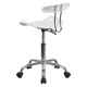 Vibrant White and Chrome Computer Task Chair with Tractor Seat