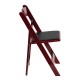Mahogany Wood Folding Chair with Vinyl Padded Seat