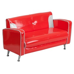 Kids Red and White Loveseat