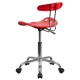 Vibrant Red and Chrome Computer Task Chair with Tractor Seat