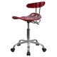 Vibrant Wine Red and Chrome Computer Task Chair with Tractor Seat