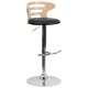 Beech Bentwood Adjustable Height Bar Stool with Black Vinyl Seat and Cutout Back