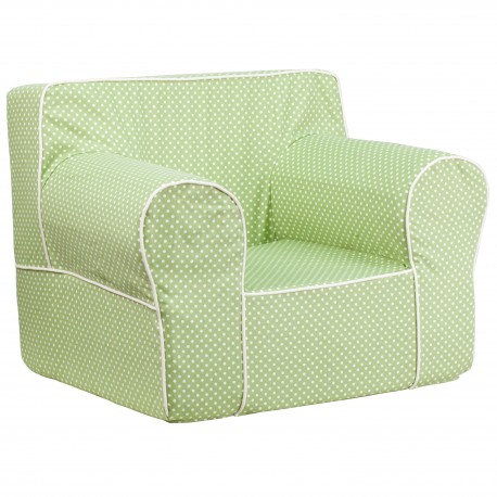 Oversized Green Dot Kids Chair with White Piping