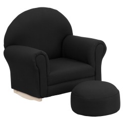Kids Black Fabric Rocker Chair and Footrest